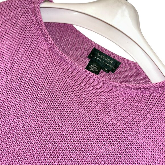 Ralph Lauren mauve lavender cotton roll hem neckline sweater M - Picture 3 of 3